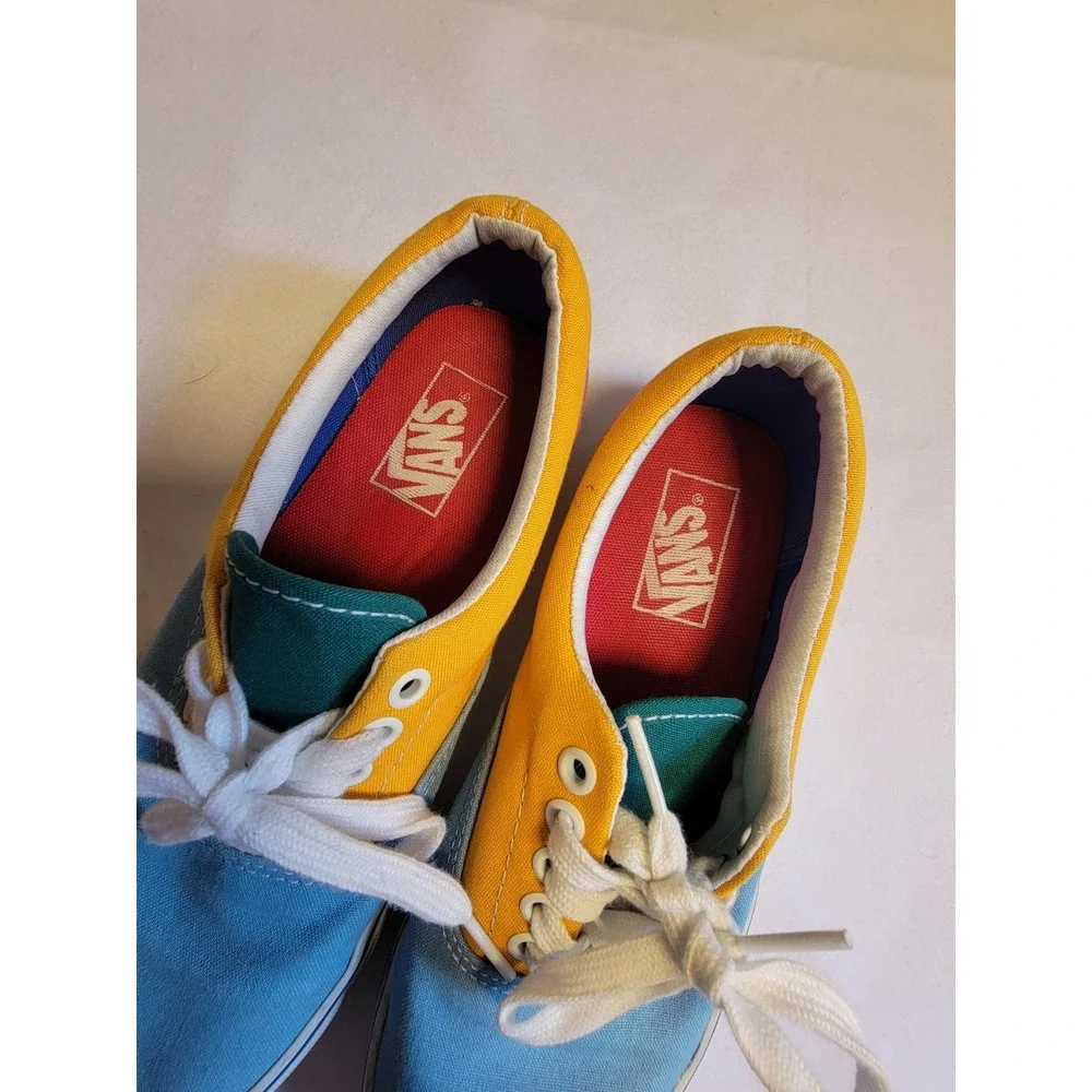 Vans Era Multi Color Block Canvas Skate Shoes Blue Yellow Pink Mens 6.5 Womens 8